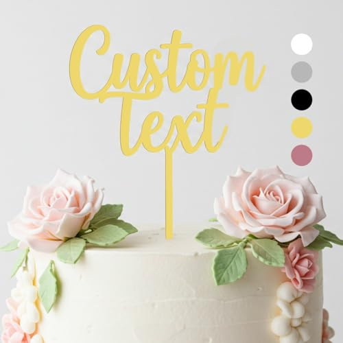 ZMR SHOP CRAFT Personalized Acrylic Cake Topper, Large 3mm Custom Acrylic Letters Cake Decoration, Happy Birthday Sign Wedding Decoration Table Centre Piece Party (Gold)