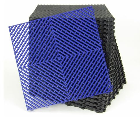 Lot de 25 dalles de sol clipsables - BLEU FONCE - (4m²) pour garage, cellier, atelier, abris de jardin. Effet Damier 40x40cm, ép.1,8cm, Marque CLIC & dalle, série CLASSIC, Intérieur-Extérieur.