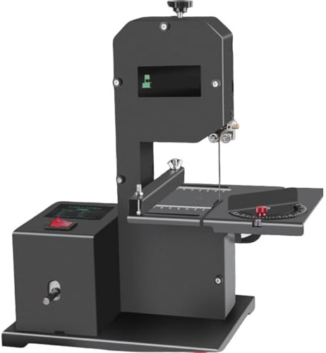 ShaiVrissian 800w Sierra De Cinta Sobremesa Profesional,Sierra Cinta para Madera,Capacidad Corte 70mm,Mesa Inclinable 0-45°,para Cortes Curvos Y Rectos,Cortes En Madera Y Espuma