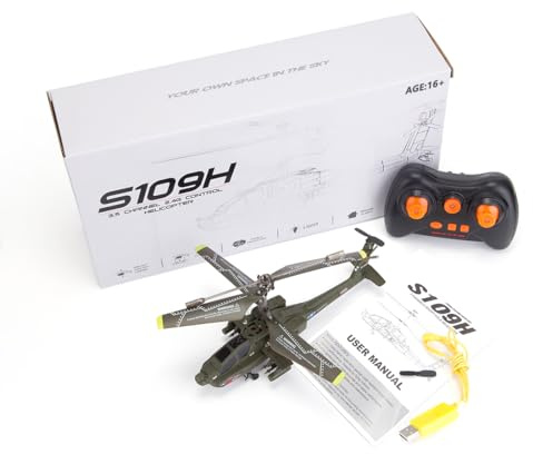 ENGINEMECH S109H Hubschrauber 2,4 GHz RC 3-Kanal Flugzeugmodell mit Nachtnavigationslichtern, Gyrostabilisiertes, One-Touch Start/Landung, Emergency Stop, Indoor & Outdoor Flugspaß für Erwachsene
