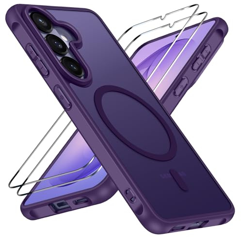 ivoler 3-in-1 Magnetic Case for Samsung Galaxy S26 5G 6.3'' with 2 Pack Screen Protector, [MagSafe Compatible] [Military Grade Drop Protection] Slim Translucent Shockproof Phone Cover- Dark Purple