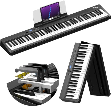OYAYO 88 Key Foldable Piano Keyboard, Full Size Weighted Hammer Action Digital Piano, Portable Electric Piano with Bluetooth MIDI, Rechargeable Battery, Stereo Speakers for Beginners & Home Practice