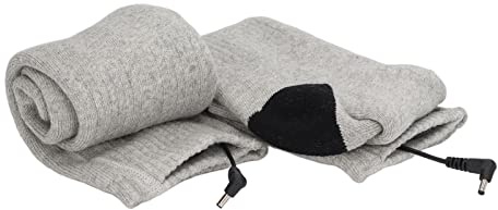 Generic Rechargeable Heated Socks Comfortable Washable Electric Heated for Fishing Hiking Skiing Cotton Material 1 Pair (Gray)