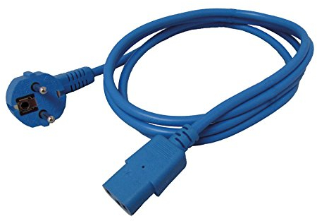 CAVO ALIMENTAZIONE MT. 1.80 SPINA TEDESCA 90 GRADI 250 V PRESA IEC VDE BLU