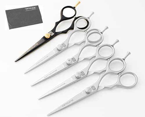 Ciseaux de Coiffure Ultra Tranchants, Ciseaux de Coiffure de Barbier - Lames Convexes Japonaises pour Réduire les Pointes Fourchues et Favoriser une Croissance Saine des Cheveux, 14 cm + Étui Inclus