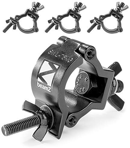 Beamz BC35B-75 Half Coupler Lighting Clamp 4-Pack, 75kg Load Capacity, Aluminum Stage Theatrical Truss Clamps for 32-35mm Tubes, Versatile Fixture Mounting Accessories