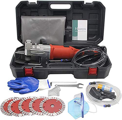 Huanyu Electric Wall Chaser 133mm Blade Industrial Wall Groove Cutting Machine 5200W Cutter Notcher Groover 7500 RPM with Max Slotting Depth & Width 40mm for Brick Granite Marble Tile