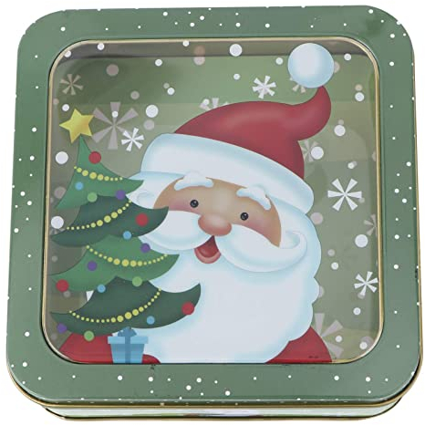 VALICLUD Christmas Cake Tins Storage Empty Christmas Boxes Square Candy Cookie Storage Container Box Santa Claus 15.5 * 15.5 * 5.5cm
