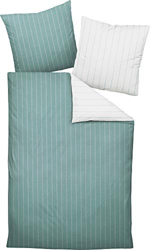 Janine Design Mako-Soft-Seersucker Bettwäsche Tango 20020 mineralgrün 1 Bettbezug 155 x 220 cm + 1 Kissenbezug 80 x 80 cm