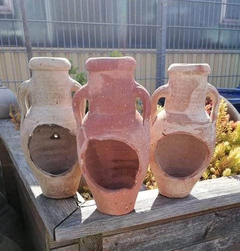 B-Ware ! Rustikale offene kleine bepflanzbare Amphore ca. 20 cm hoch mit Henkel aus Terracotta Terrakotta Vase Liegeamphore Blumentopf Pflanzgefäß Pflanzamphore