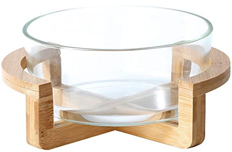 Ciotola di insalata di vetro con supporto in legno ciotola di cereali ciotole di miscelazione ciotole da 2500 ml snack di frutta a snack di frutta piastra laterale piatto ciotole per antipasto insal