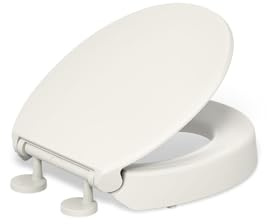 KOHLER 25876-96 Hyten 3 Height, Elevated Soft Close Round Toilet Seat, Contoured Seat with Grip-Tight Bumpers, Quick-Attach Hardware, Biscuit