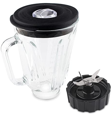 Joyparts Glass Replacement Parts with Blade and Bottom Cap, Compatible with Hamilton Beach Blenders (5 Cup)