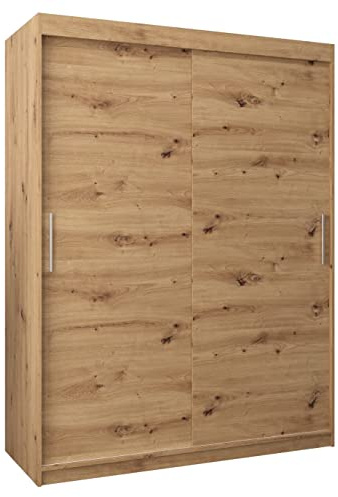 MEBLE KRYSPOL Tokyo 150 Kleiderschrank mit Zwei Schiebetüren für Schlafzimmer – moderner Aufbewahrungsschrank mit Kleiderstange und Regalen – 150x200x62cm - Artisan