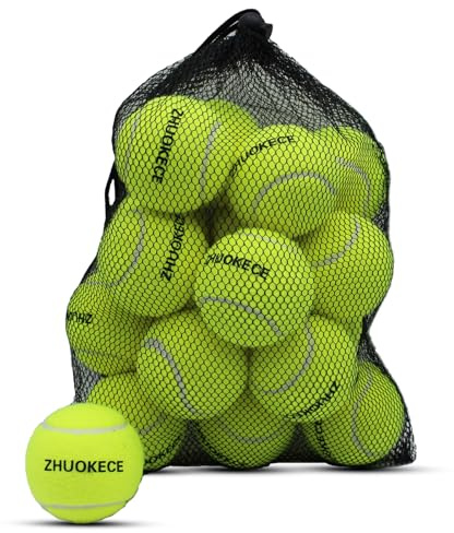 ZHUOKECE Tennis Balls, 18 Pack Training Tennis Balls Practice Balls with Mesh Bag for Easy Transport, Pet Dog Playing Balls, fit for Beginner Training Ball (Green)