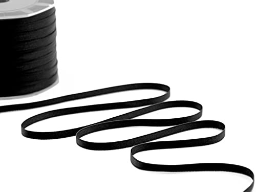 Furlanis - Doppelsatinband, Italienische Gewebe - Schwarz, 6 mm x 25 m