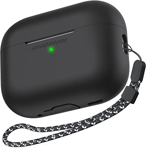AhaStyle Silikon Hülle für Airpods Pro 2 | Kabelloses Laden, mit Handschlaufe, Front-LED Sichtbar, Premium-Silikon, Rundumschutz, Stoßfest, Airpods Pro 2. Gen Zubehör