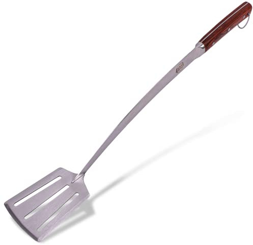Grill Spatula 24-inch Super Long for Grilling Barbecue Griddle and Fire Pit Extra Strong Curved Neck Premium Hardwood Handle Large Stainless Steel Blade for BBQ Outdoor Kitchen and Grilled Food
