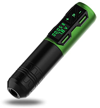 EZ Drahtlose Tattoo Maschine - Rotations Tattoo Stift Maschine mit 1800mAh Akku Stromversorgung Tattoo Pistole Versorgung für Tattoo Künstler (P2S Grün)