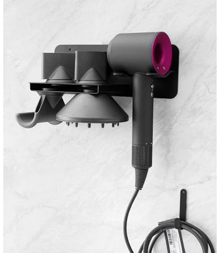 Hair Dryer Holder for Dyson Supersonic Airwrap Hair Dryer, Metal Blow Dryer Stand for Bathroom and Salon, Wall Mount Attachments Storage