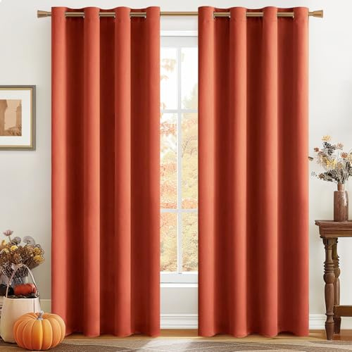 MIULEE Cortinas Cortas Opacas Termicas Ojales Salon Dormitorio 2Pz | Tejido opaco y termico para Salon y Dormitorio, ayuda a reducir luz, calor y frio.