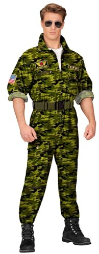 MIMIKRY Costume d'avion de chasse pour homme - Camouflage vert - Combinaison aviateur de chasse - Taille L