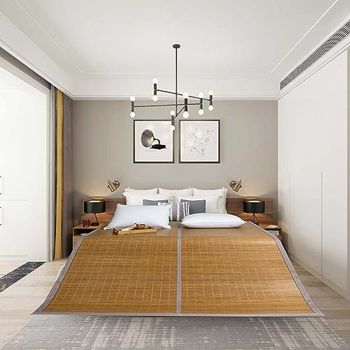 MMleYN Sommer Cool Schlafmatte Bambus Rattan, Klimaanlagenmatte 190/195/200 cm, Faltbar/atmungsaktiv/glatt Bambusmatte Bett, Schlafen Pad Matte Abkühlen Schwitzen (Size : 195x120cm/77x47)