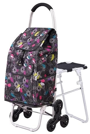 RUVOO Einkaufswagen Treppensteiger Trolley Einkaufswagen, Faltbar, Einkaufswagen, Faltbarer Mehrzweckwagen Für Lebensmittel Mit Treppen-Rädern Einkaufstrolley Klappbar