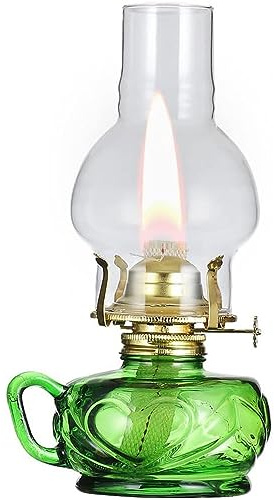 CATA-MEDICA Lampada A Cherosene Lampada A Olio in Vetro Decorativo per Interni Campeggio Esterno Picnic Luci di Uragano Lampada A Olio di Loto Antivento con Regolatore di Fiamma