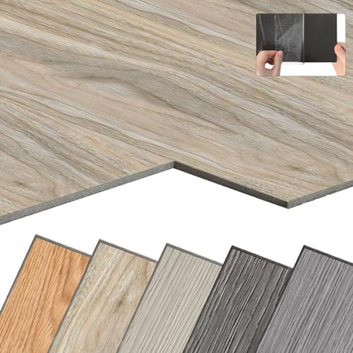 YARDIN PVC Bodenbelag Vinylboden Selbstklebend mit Holz-Optik, 54 Stück 7,53m² Vinyl Klebefliesen Bodenfliesen Selbstklebend, PVC Boden Rutschfest Wasserfest Schwer Entflammbar, Eiche Gewaschen