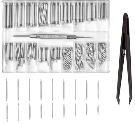 Ryaupy 144 Pcs Acero Inoxidable Reloj Herramienta de la Barra de Resorte, Kit Reparación Reloj, Pasador Enlace de Correa, Herramienta de reemplazo de Correa, Viene con una Herramienta