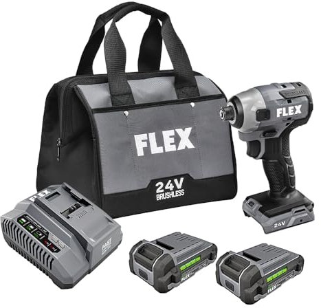 FLEX FX1351-2A 24V Brushless 2.5Ah Hex Impact Driver Kit and 160W Fast Charger