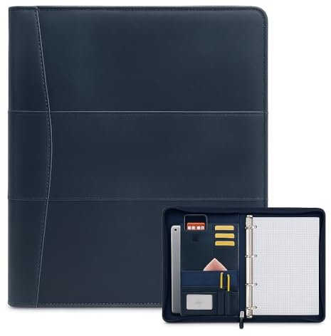 Safekeepers Ledermappe A4 Echtleder – Handgefertigte Konferenzmappe & Schreibmappe mit Reißverschluss – Dokumentenmappe DIN A4 mit Laptopfach 14 Zoll, Tabletfach, Karten- & Stiftehalter