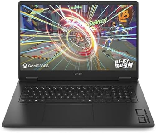 HP OMEN 17-db0000sf, Ordinateur Portable, AMD Ryzen 7 8845HS, 32 Go RAM, 512 Go SSD, Nvidia RTX 4070 8 Go, Écran 17.3 FHD IPS 144 Hz Antireflet, Windows 11, PC Gamer, Clavier AZERTY, Noir