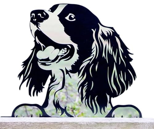 Peeking Cocker Spaniel Fence Topper 32cm Black Metal Dog Art Silhouette Garden Decor