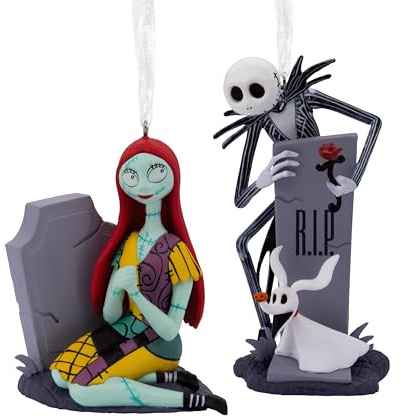 Hallmark Storied Moments, ornamento natalizio da appendere con Jack Skellington e Sally, Disney The Nightmare Before Christmas, decorazione per albero di Natale