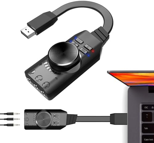 Interface Audio USB sans Pilote : Carte Son USB, Carte Son USB GS3 | Adaptateur Audio Jack Externe, Son Surround virtuel 7.1 Adaptateur Casque USB Audio Surround pour Casque pour Ordinateur Port