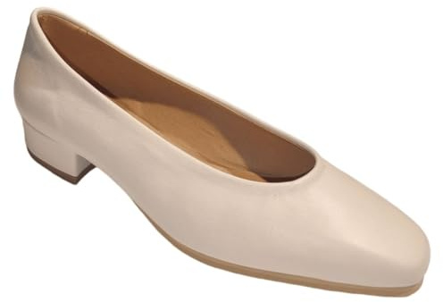 ARIADNA SÁNCHEZ Zapatos de Salón Mujer Elie, Cómodos 24 Horas para Azafata y Trabajo. Calzado de Piel Fabricados en España Tacón Bajo (Beige, Sistema Tallas Calzado EU, Adulto, Números, Ancho, 38)