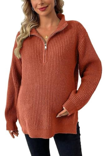 Premamá Tops Jersey Tejido de Punto Suéter Materna de Manga Larga para Mujeres cómodo Color sólido Camiseta Moda Ropa Premamá de Primavera otoño Regalo Durante el Embarazo