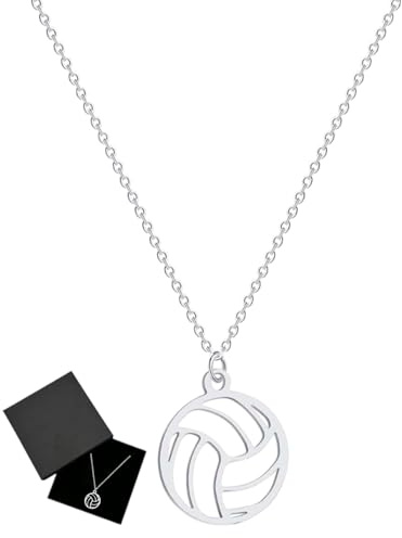TPZORJX Collar de Vollyball de Acero Inoxidable Delicado Colgante de Voleibol Pulsera Pendiente Joyería de Bola Deportiva de Moda,voley accesorios,Regalos de voleibol,Con 1 caja de regalo