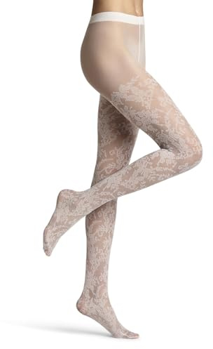 FALKE Damen Strumpfhose Sensual Boulevard 30 DEN W Ti transparent gemustert 1 Stück, Weiß Pearl 2036, L