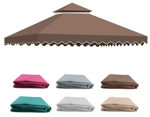 Toile de Rechange pour Tonnelle de Jardin, 3x3m Toit avec 2 Étages, Protection Solaire et Ventilation Amovible - Toile Idéale pour Pavillon