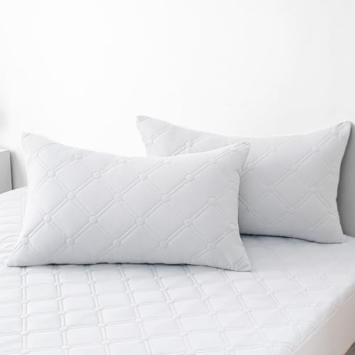 Ystyle Juego De 2 Funda De Almohada Impermeable 50x80 Cm, Funda Almohada Anti Ácaros, Fundas con Cierre De sobre, Protector De Almohada Antibacterianas Hipoalergénicas Lavable, Blanco
