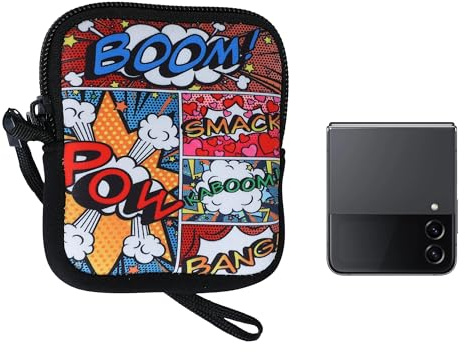 kwmobile Handytasche für Faltbare Smartphones XXS - 3/3,5 Hülle - Neopren Tasche - Telefon Tasche mit 10 x 8 x 2 cm Innenmaße - Comic Symbole