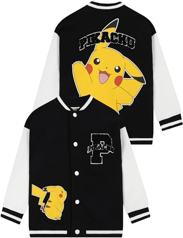 Pokemon Jacke Für Jungen, Pikachu Bomberjacke Mit Bouclé Applikation, Jacken Für Jungen Aus Baumwolle, Jacke Bomberjacke Mit Print Im Versity-Stil