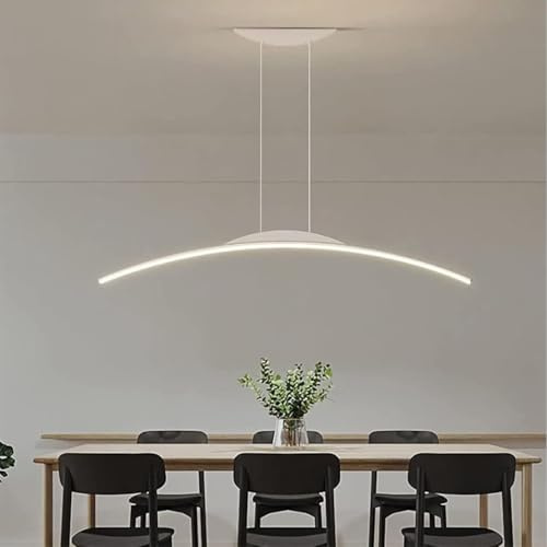TAOEZXK Esszimmerlampe LED Hängelampe Pendelleuchte Esstisch Dimmbar Mit Fernbedienung Esszimmer Lampe Wohnzimmerlampe Modern Einfach Linear Hängend Lampen Hoehenverstellbar für Küche (Weiß, L80CM)