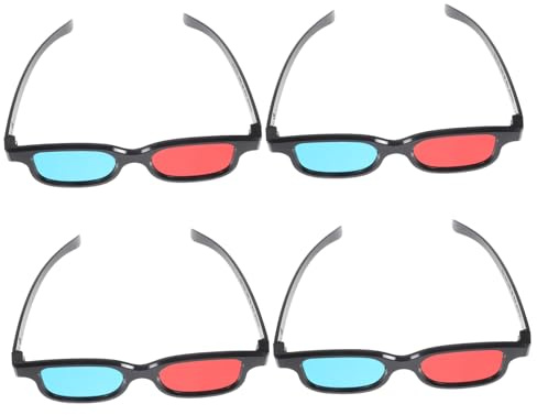 DIKACA 4pcs Plastic Glasses Red Blue Anaglyph Movie Viewing Glasses for Men Women Compatible with Smartphones Tvs Computers Projectors