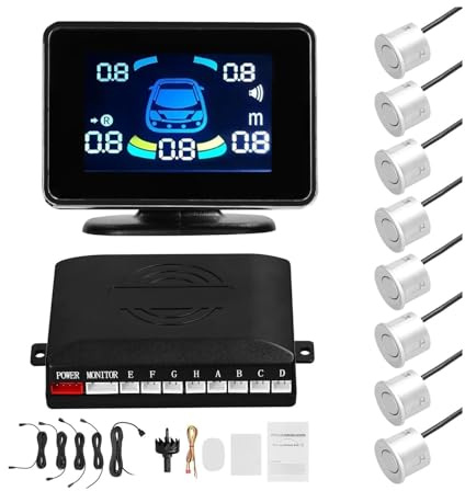 Système De Radar De Recul Radar Recul Arrière pour Voiture Capteur Stationnement Support Avant Avertisseur Sonore(Argent)