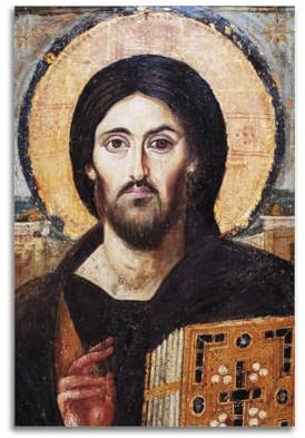 Jesus Christus Pantokrator des Katharinenklosters am Berg Sinai Poster Wandkunst Bild Gemälde Leinwanddrucke Kunstwerke Schlafzimmer Wohnzimmer Dekor 60x90cm(24x36inch)