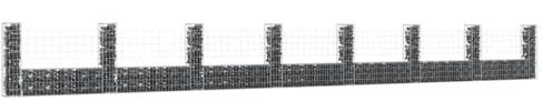 Mokuyary U-formad gabionkorg med 8 stolpar järn 860 x 20 x 100 cm stenbur, trädgårdsstaket, trädgårdsstaket, gabiongaller för utomhusbruk, terrass, bakgård, gräsmatta